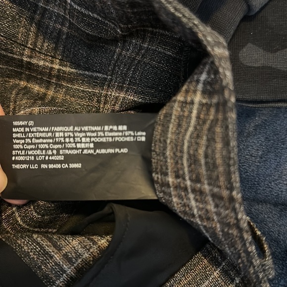 Theory Straight Plaid Wool Pants Trousers Sz2 - Picture 12 of 12